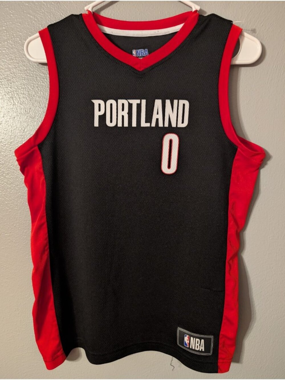 NBA Portland Trail Blazers Damian Lillard 0 Jersey TX3 Cool Black Red Boys LG